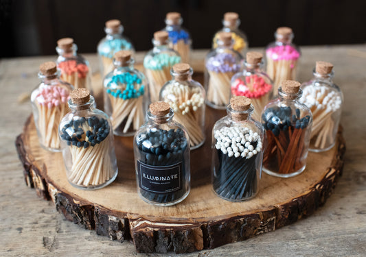 50 Matches in Mini Glass Apothecary Jar